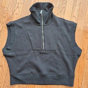 Sleeveless Half-Zip Crop Funnel Top The Base Black Medium